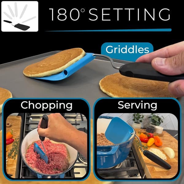 Adjustable Angle Spatula with Interchangeable Heads, Thin Heat-Resistant Spatula for Eggs, Pancakes, and Burgers
