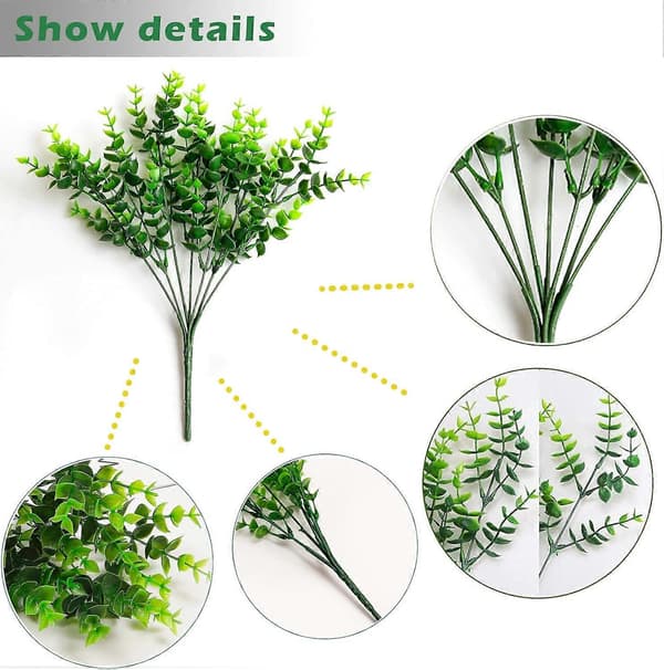 Artificial Grass, 5-pack UV-resistant Artificial Outdoor Plants Artificial Flowers for Balcony, Green