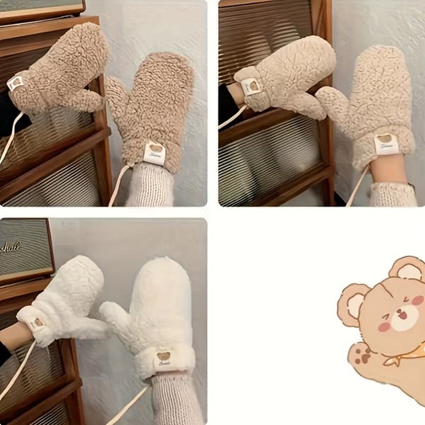 2 par varme vinterhandsker - Blødt og ikke-elastisk design, giver varme og isolering, velegnet til udendørs pendling og daglig brug. Light Brown