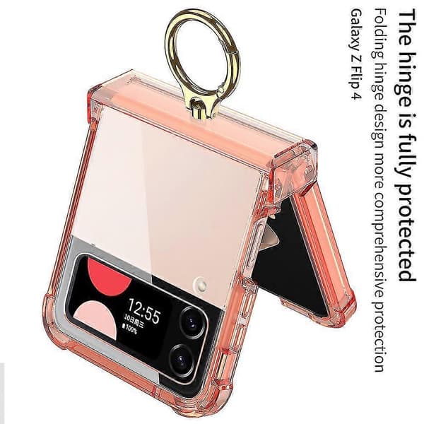 Magnetic Magsafe Case Compatible with Samsung Galaxy Z Flip 4, Transparent TPU Full Coverage Case with Ring Holder & Hinge Protection