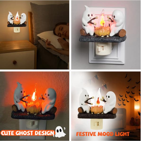 Spooky Campfire Flaming Night Light Halloween Scary Illuminated Light Ornament