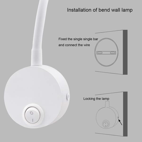 Pakke Hvit Veggspotlight - Cobmontering Sengelampe - Overflatevegg, 3W, Nattlampe med Knappbryter