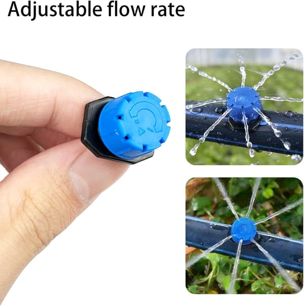 100pcs Drip Irrigation Emitters, Adjustable Irrigation Drippers, 1/4 Inch Emitters Micro Drip for Irrigation System
