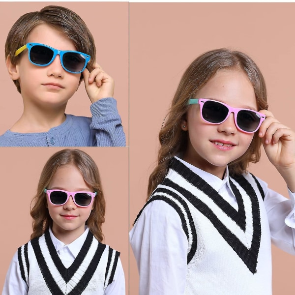 Polariserade Solglasögon för Flickor och Pojkar 3-pack Flexibla Tpee Gummibågar Passar för Åldrarna 3-8 År.