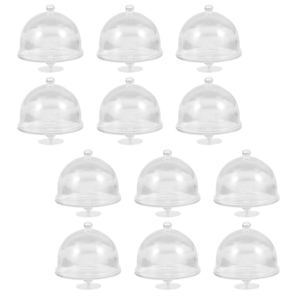 12 kpl Mini Kakkulavaa Kansillä Miniatyyri Cupcakes-Teli Dome-Kannella Nukkekodin Kakku Näyttö Teli Läpinäkyvä Transparent 3X3X3CM