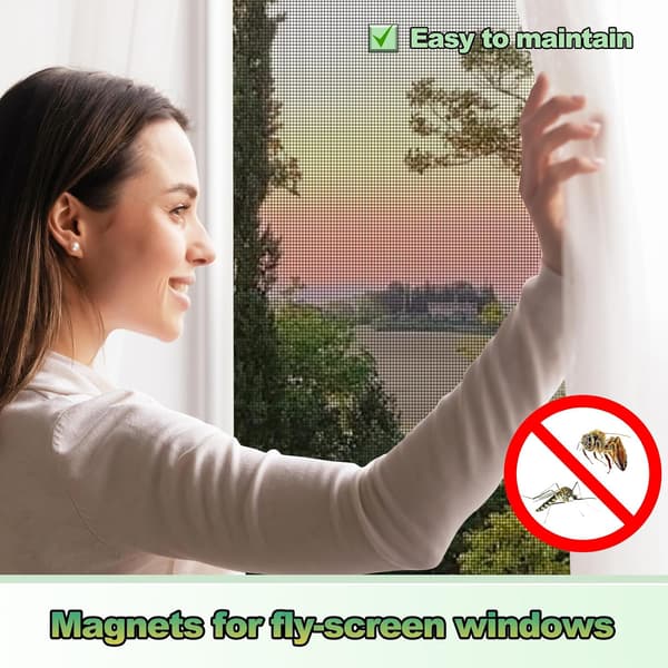 24 Pcs Magnetic Strips for Window Fly Screens, Self-Adhesive Magnetic Strip Clips, Punch-Free Universal Strong Magnet for Window Mesh