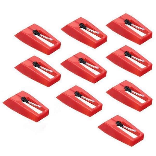 10 kpl vinyylilevysoittimen neula levysoittimiin - Pickup Stylus Punainen Red