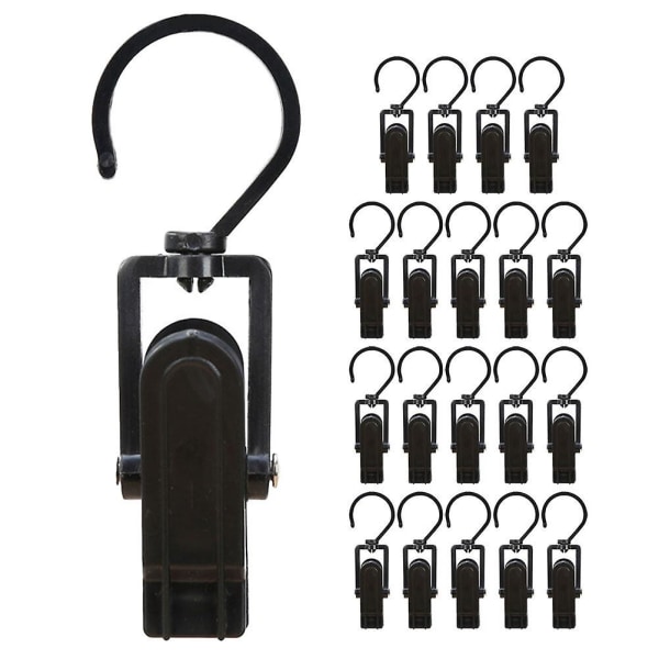 20 stk. Hat Clips Drejelige Støvleophængere Clips Multifunktionelle Vaskeri Kroge Tøjbutik OphængningsclipsBla Black