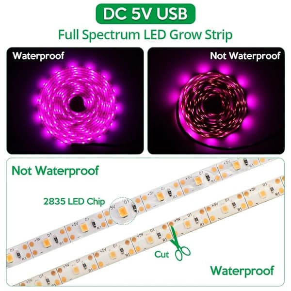 Full Spectrum USB LED Plantelys – Klippbart, Drivhus – Egnet for Små Planter 3m 3m 3m 3m