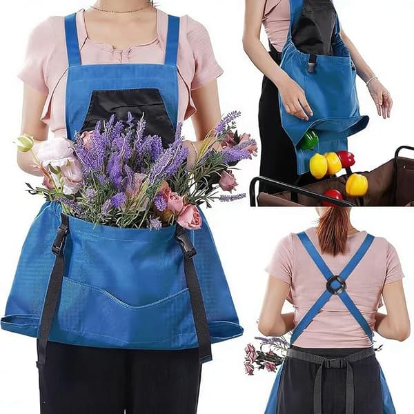 Apron with Large Capacity and Pockets for Outdoor Picking - Multifunctional Tool Apron