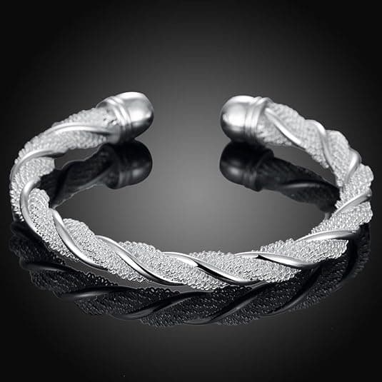 Armbånd i rustfrit stål, enkelt og åbent armbånd til kvinder og piger sølv silver