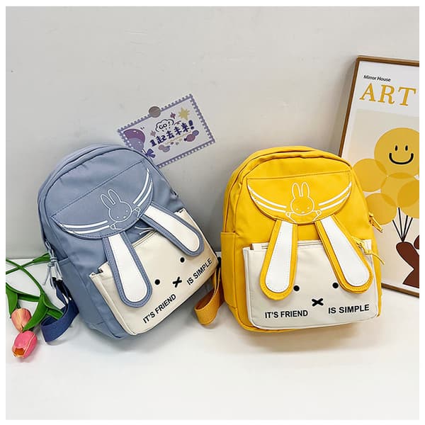 Cute Cartoon Rabbit Shoulder Bag Breathable Backpack - Blue