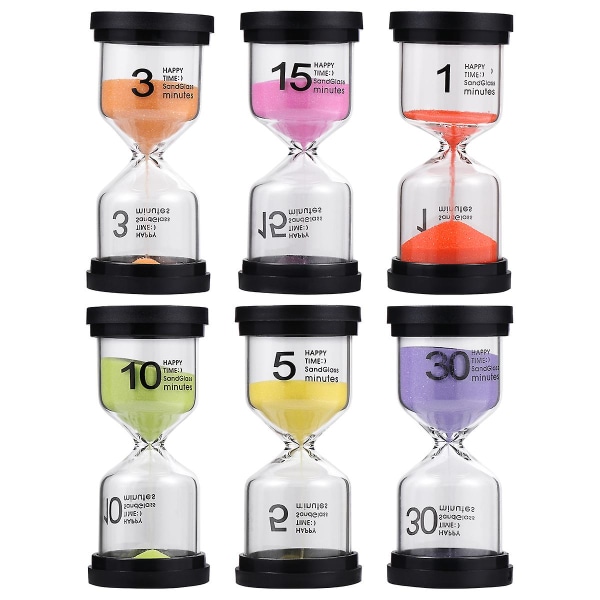 6 stk Chic Bordplade Timeglas Desktop Sandglas Timeglas Timer Til Hjem Indendørs Assorteret farve9,8x4,5 Assorted Color 9.8x4.5