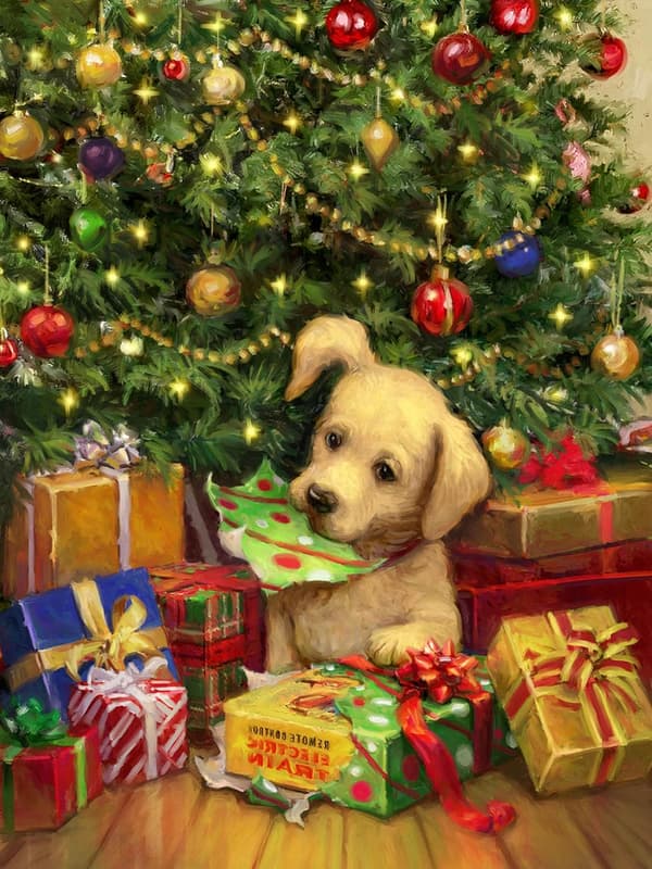 DIY 5D Diamond Painting Christmas Tree Dog Complete Accessories,