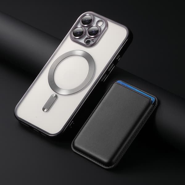 Electroplated Magnetic Magsafe Wallet Case Compatible with iPhone 15, Shockproof Card Holder iPhone 15