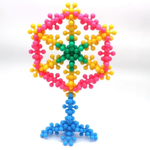 Børn 3D Roterbare Blomsterformede Byggeklodser Legetøj DIY Samling Snefnug 60 Stykker Pose