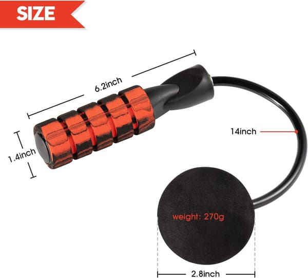 Red + Black - 1 Piece Cordless Jump Rope, Tangle-Free, Weighted
