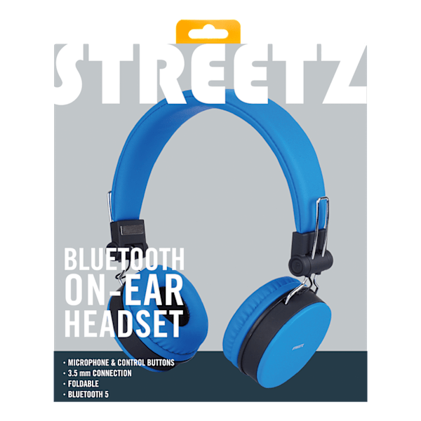 BT200 Vikbart on-ear BT-headset, 3,5 mm, blå Vit