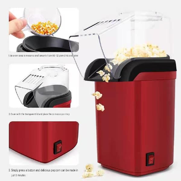 Mini-kuumailmapopcornkone, pieni sähköinen puhallintyyppinen popcornkone kotikäyttöön.