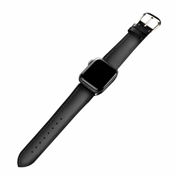 Apple Watch 42/44/45/49 1-8/SE/Ultra Sort Læderrem
