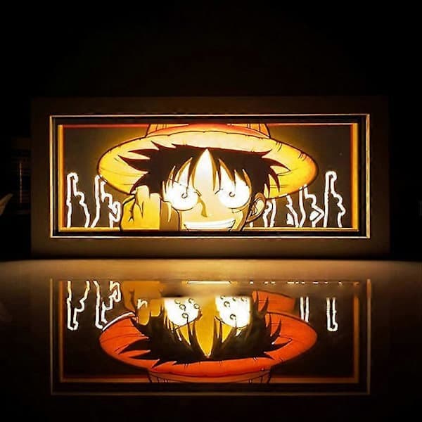 One Piece Anime 3D Paper-cut Light Box Manga Shadow Box LED Desk Night Light AA A A