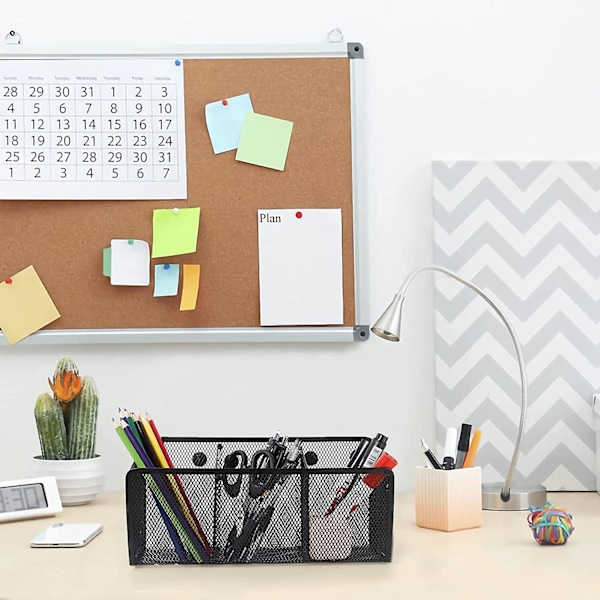 Magnetisk penholder, netopbevaringskurv med ekstra stærk magnet til køleskab, whiteboard, skabstilbehør, kontorartiklerorganisator