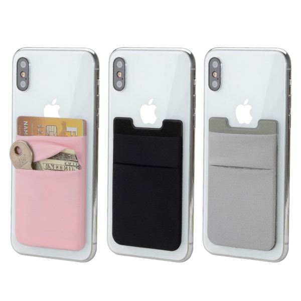 3Pack självhäftande telefonficka, Mobiltelefon Stick On Card-plånboksfodral, Kreditkort/ID-korthållare (dubbel säker) med klistermärke