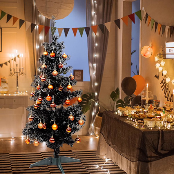 Julgranskulor med försträngda julgransdekorationer, hängande prydnadsföremål, orange
