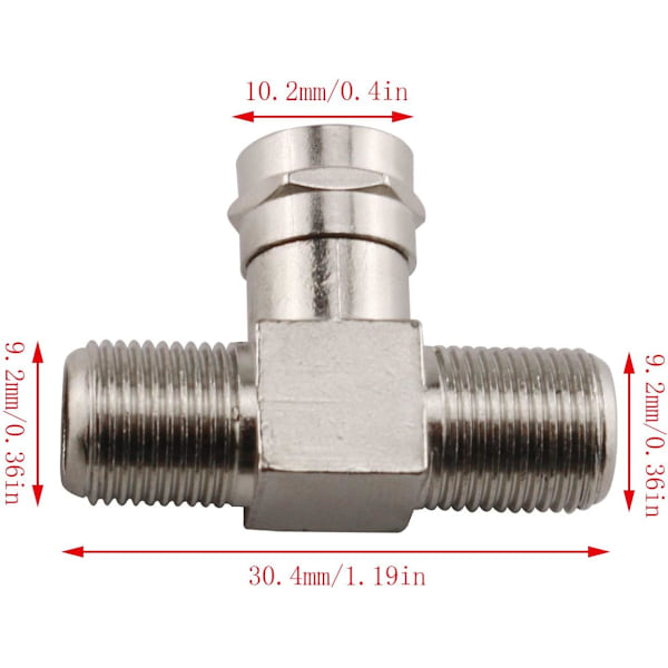 2-pak Zink Legering Han til Dobbelt Hun 3-vejs Splitter Adapter Han til 2 Hun Koaksialkabel Stik F-Type Stik