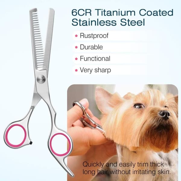 Pet Grooming Scissors, 5-Pack Titanium Coated Stainless Steel Pet Tools