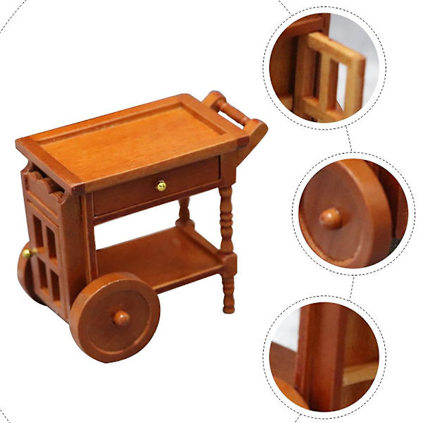 Heminredning Minihus Vagn Trä Möbel Dekoration Trä Minihus Rekvisita Brun 7.6X7.1CM Brown 7.6X7.1CM