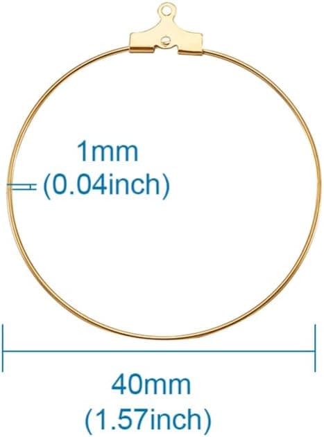 50 stk. messing runde øreringe, forgyldte øreringe, geometrisk perlearbejde 40 mm til kvinder DIY perlefremstillingstilbehør gylden-rund Golden-Round