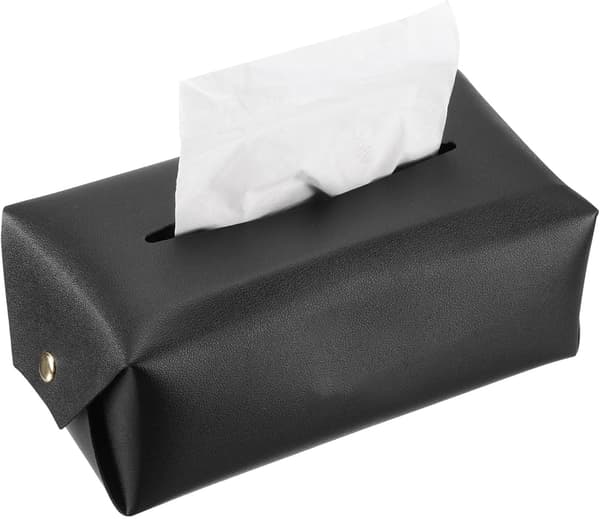 Servietboks i kunstlæder – med knaplukning, 16 x 11 x 7 cm, Sort, Khakigrøn, Beige