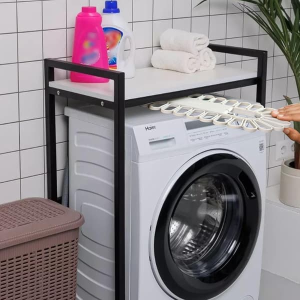 Sæt med 1 pladsbesparende tørrestativ med klemmer, robuste aluminiumskroge til sokker, grå