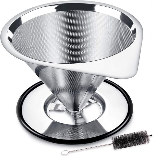 Kaffefilter 1-4 kopper, håndbrygget kaffekannefilter i rustfritt stål, dryppfilter, papirløst filter