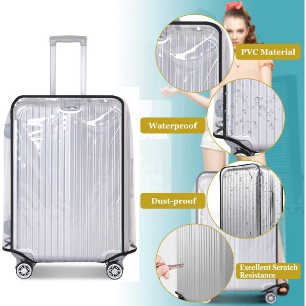 2 STK gennemsigtigt PVC kuffertbetræk Beskyttelsesbetræk til 26" rejsekuffert Gennemsigtigt bagagebetræk Vandtæt kuffertbetræk