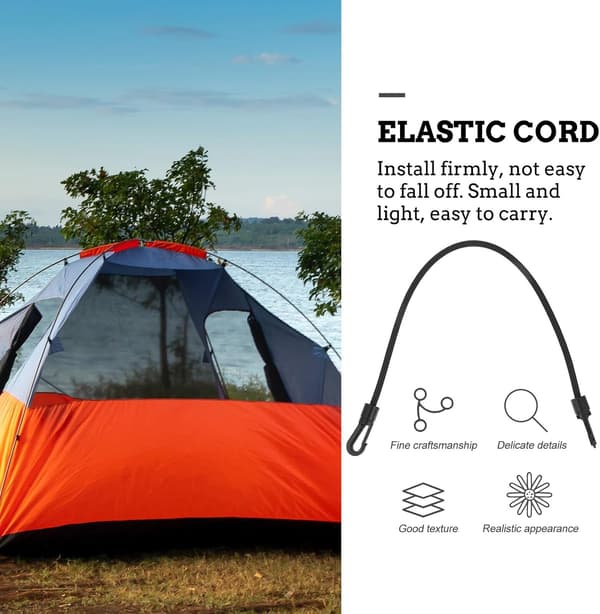 4 stk elastiske gummibånd med kroker, tøyelige bagasjestropper for camping og veskefiksering