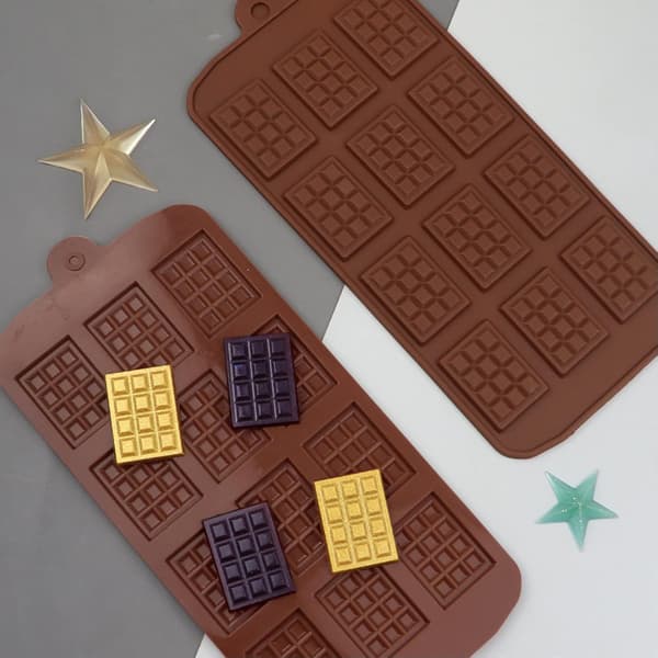 2 stk. Mini Silikone Chokoladeforme, Non-Stick Chokoladeform, Brune Isterningebakke Slik Chokolade Bage Køkkenform (Brun-2 pak)