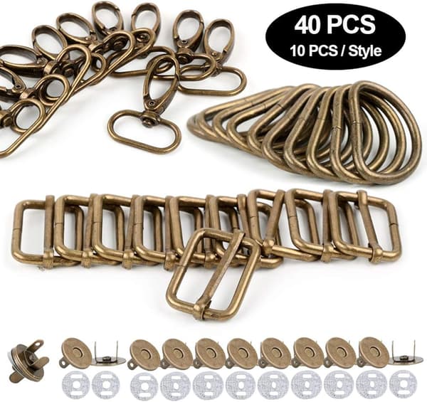 40 stk metall tri-glide spenne + D-formede ringer + svingbare kroker + M