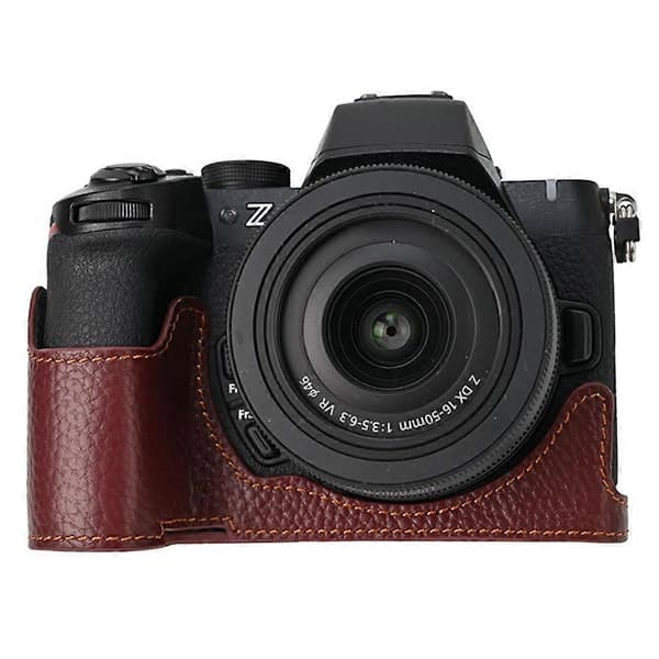 Ægte læder kamerataske til Nikon Z 50 II - Kaffe