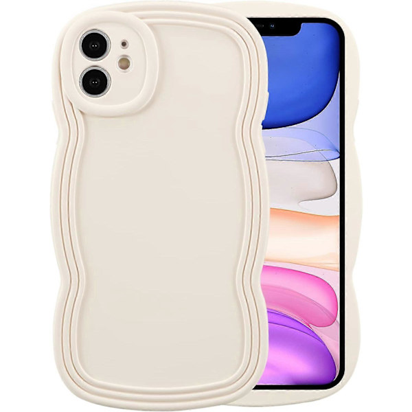 Case for iPhone 12 6.1 inch, Cute Solid Color Curly Wavy Frame Silicone Case Shockproof Cover
