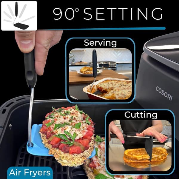Adjustable Angle Spatula with Interchangeable Heads, Thin Heat-Resistant Spatula for Eggs, Pancakes, and Burgers