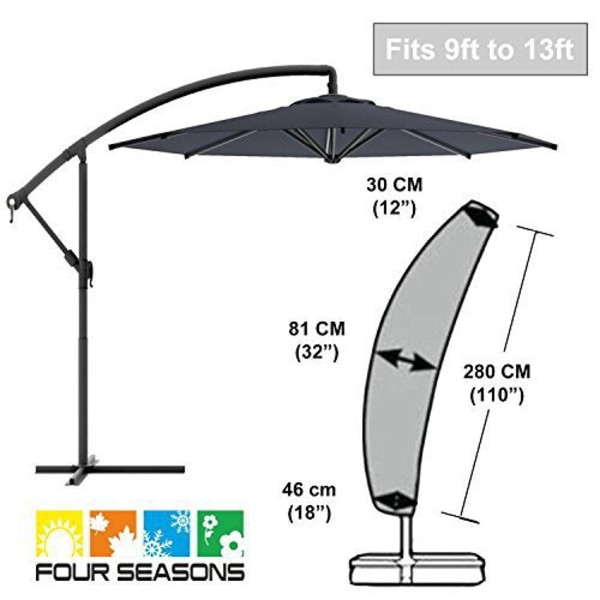 2 stk paraplybetræk til offset paraply, vandtæt udendørs udkraget parasol Banan paraplybetræk med lynlås, sort