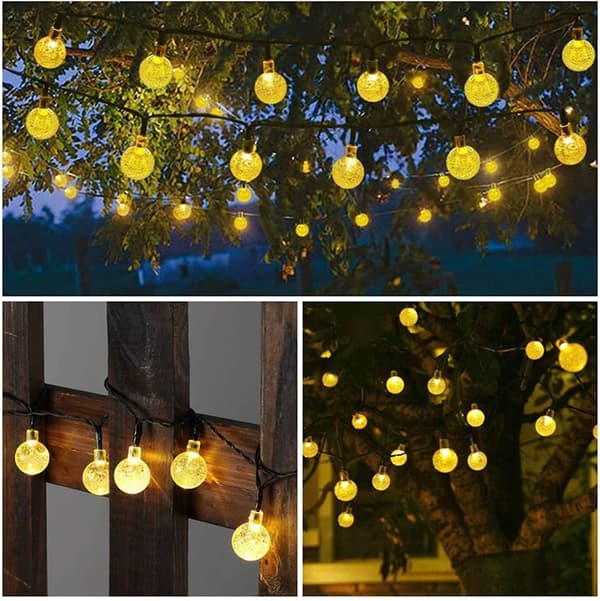 Solar String Lights til udendørs 40led Vandtætte Krystalkuglelys til Have, Græsplæne, Camping, Bryllup, Juledekoration (varm hvid)