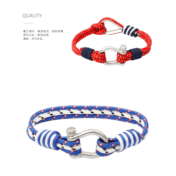 Nautiskt armband för män och kvinnor | Rostfritt stål nautiskt rep