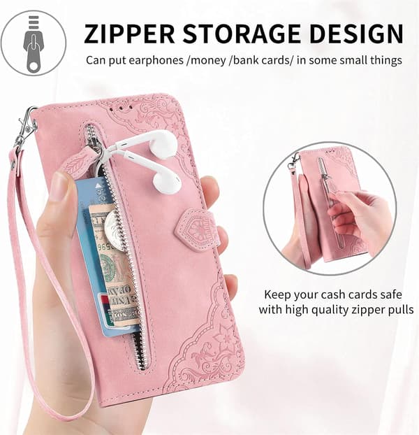 Suitable for Samsung A34 mobile wallet protective case, with shoulder strap, 7 card slots, leather, flip case all-inclusive protective case red red