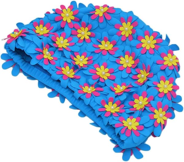 Badedrakt i retrostil med blomsterblader for kvinner blue