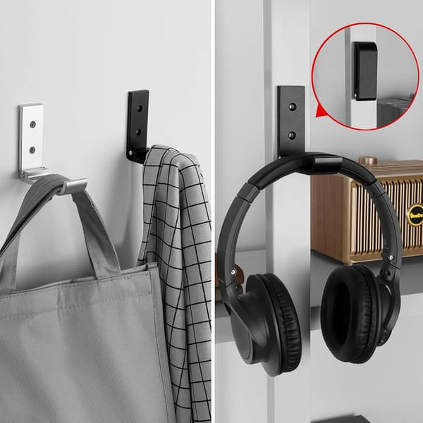 2-pack hopfällbart väggmonterat hörlursställ, hållbart hörlursställ i aluminium