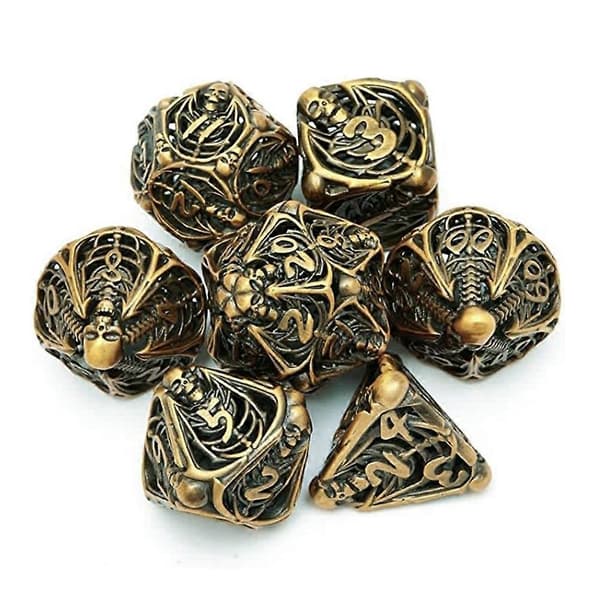 Metal Dice Skull Hollow Metal Polyhedral Dice Set