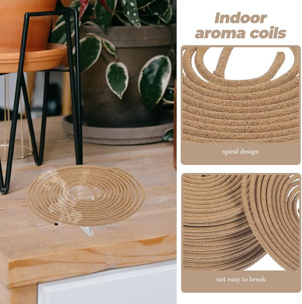 1 Box Natural Incense Sandalwood Coils, Brown Scented Safe Incense Coils